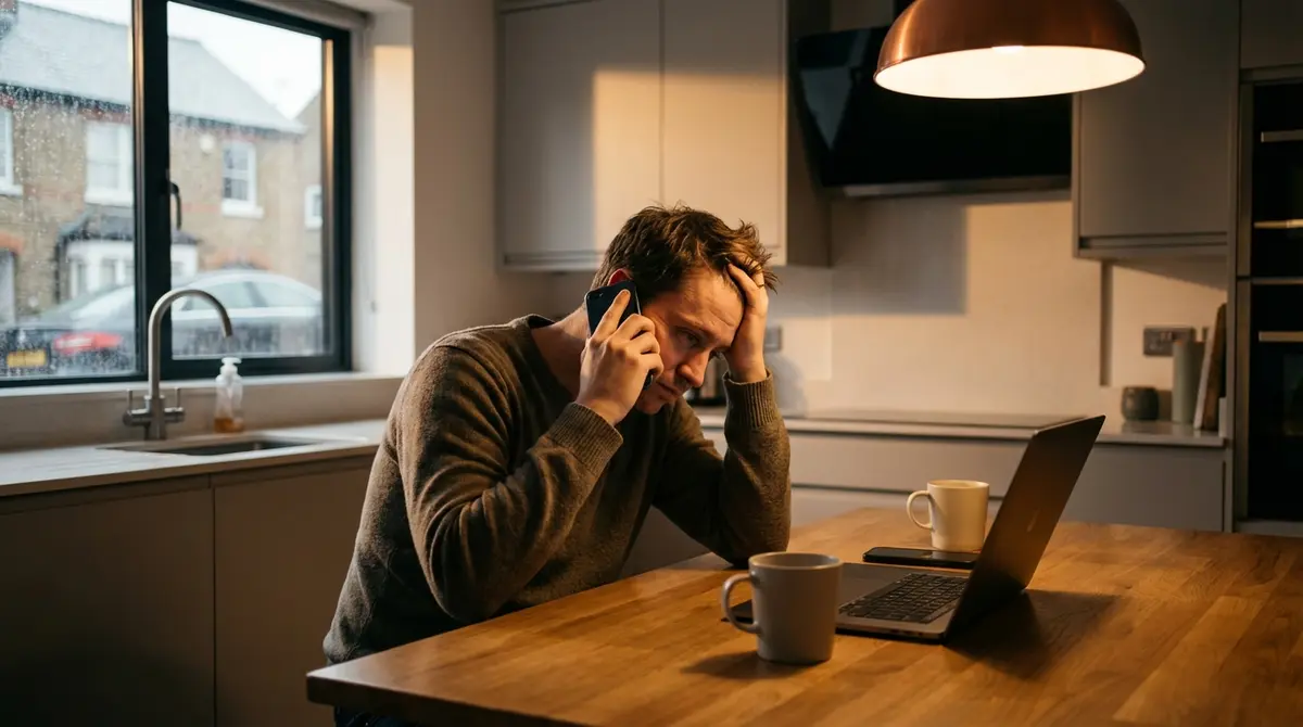 A frustrated customer dealing with telecommunications support issues.