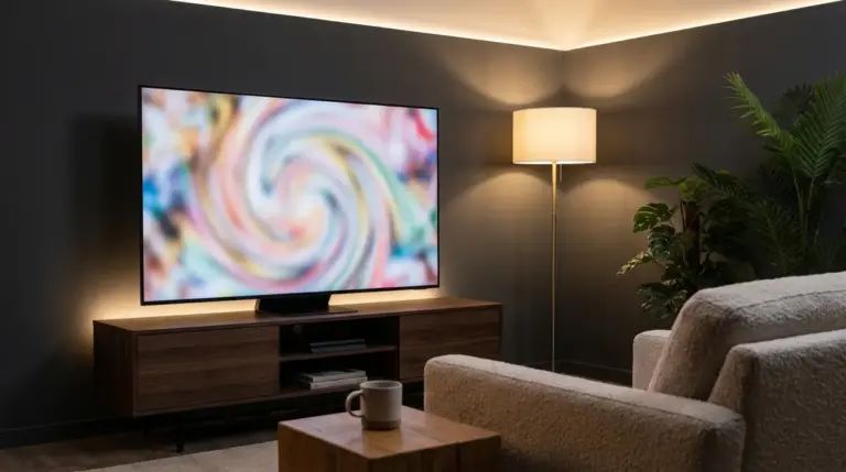Cinematic shot of a smart TV in a modern living room